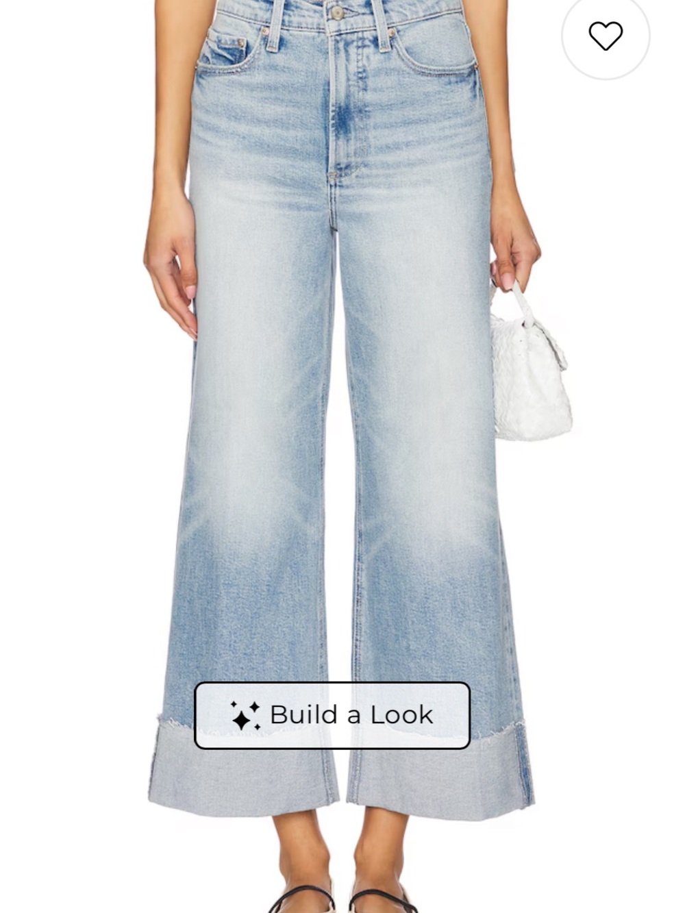 pistola Light Wash Wide-Leg Cuffed Jeans